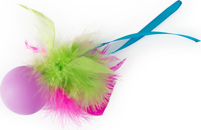 Tappi Игрушка Нолли для кошек, мяч с хвостом из пера марабу и лент