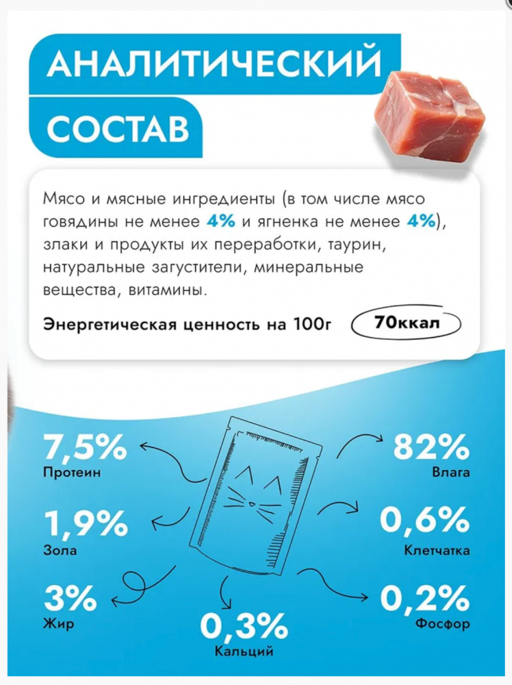 Консервы Best Dinner Базис Cat Говядина и ягненок для кошек: СОУС 75 г