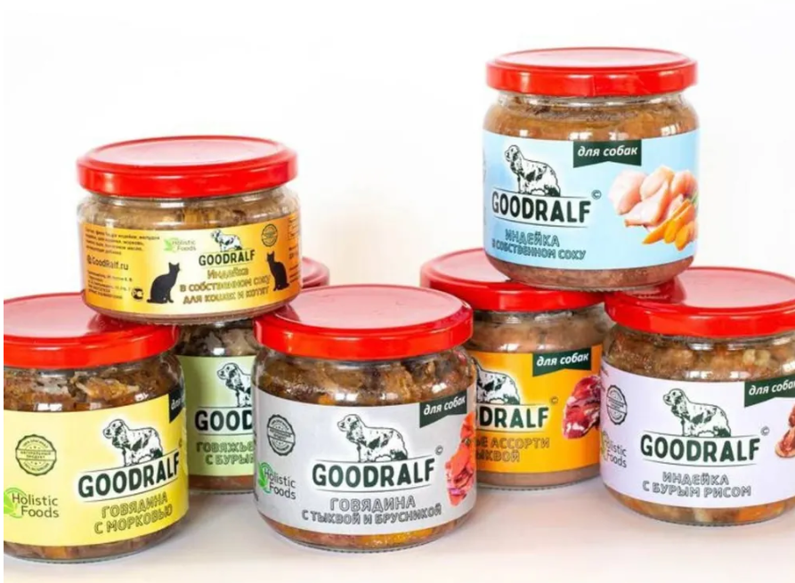 Влажный корм ПРЕМИУМ ГудРальф Говяжье Ассорти с тыквой стеклянная банка 340 гр