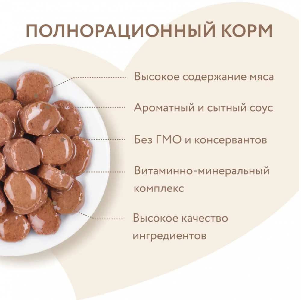 Влажный корм Мнямс Кусочки в соусе с форелью для красивой шерсти кошек 85г