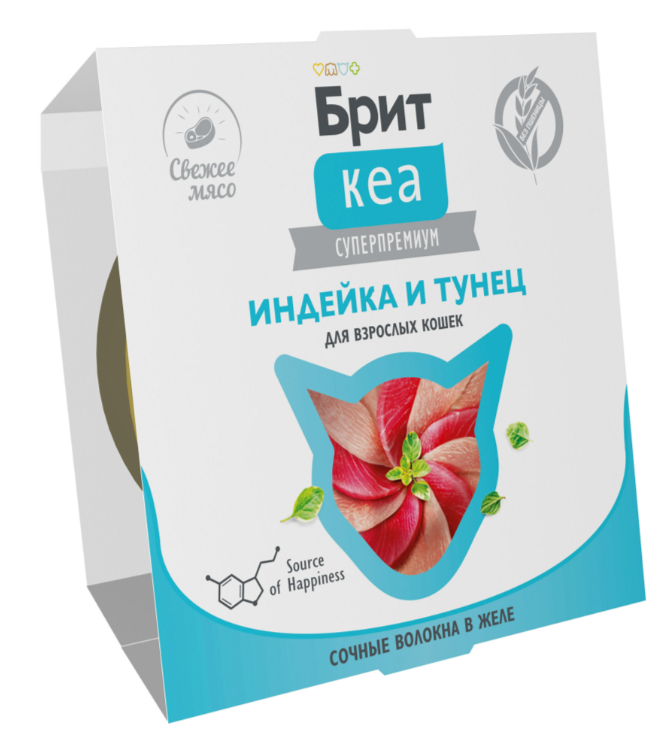 БРИТ КЕА, Ламистер для взрослых кошек, Индейка и Тунец: ЖЕЛЕ 75 г