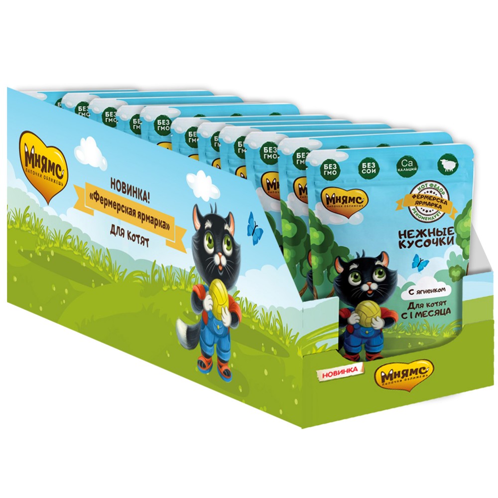 Мнямс ПАУЧ Ферма кота Фёдора КОТЯТА ягненок: ЖЕЛЕ 85 г для кошек