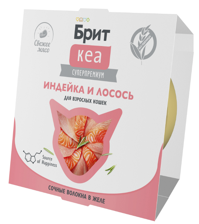 БРИТ КЕА, Ламистер для взрослых кошек, Индейка и Лосось: ЖЕЛЕ 75 г